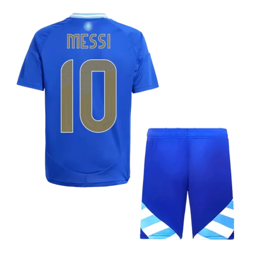 Argentina MESSI #10 Away Jersey Kit Copa America 2024 Kids(Jersey+Shorts)