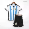 Argentina Three Star Home Jersey Kit 2022 Kids(Jersey+Shorts)