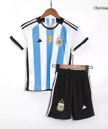 Argentina Three Star Home Jersey Kit 2022 Kids(Jersey+Shorts)