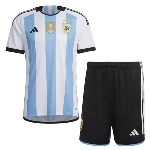 Argentina Three Star Home Jersey Kit 2022 Kids(Jersey+Shorts)