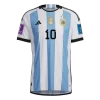 Argentina Three Star SignMESSI #10 Home Jersey Authentic 2022