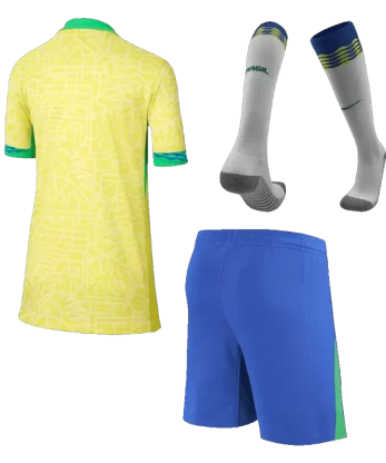 Brazil Home Jersey Kit Copa America 2024 Kids(Jersey+Shorts+Socks)