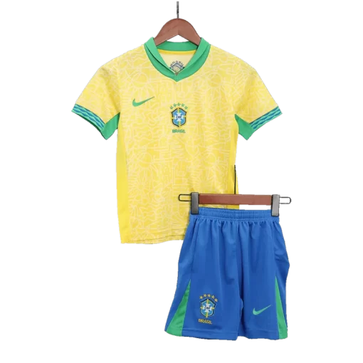 Brazil Home Jersey Kit Copa America 2024 Kids(Jersey+Shorts)