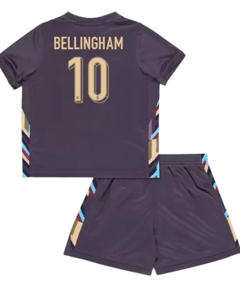 England BELLINGHAM #10 Away Jersey Kit EURO 2024 Kids(Jersey+Shorts)
