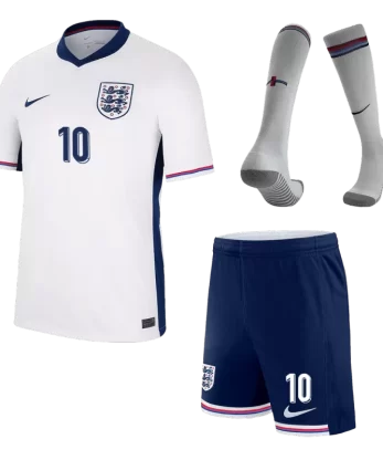 England BELLINGHAM #10 Home Jersey Kit EURO 2024 Kids(Jersey+Shorts+Socks)