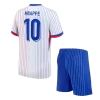France MBAPPE #10 Away Jersey Kit EURO 2024 Kids(Jersey+Shorts)