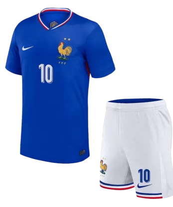 France MBAPPE #10 Home Jersey Kit EURO 2024 Kids(Jersey+Shorts)