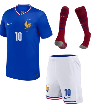 France MBAPPE #10 Home Jersey Kit EURO 2024 Kids(Jersey+Shorts+Socks)