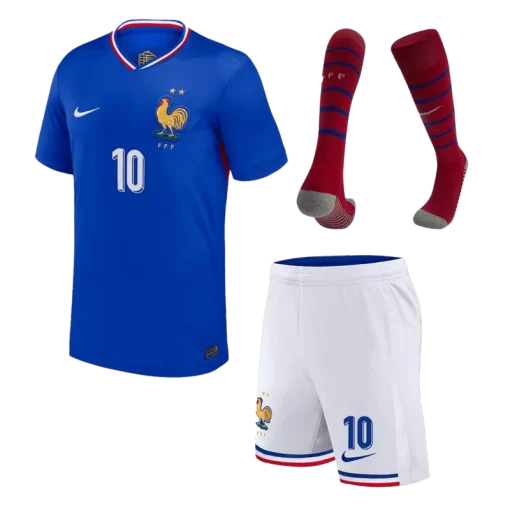 France MBAPPE #10 Home Jersey Kit EURO 2024 Kids(Jersey+Shorts+Socks)