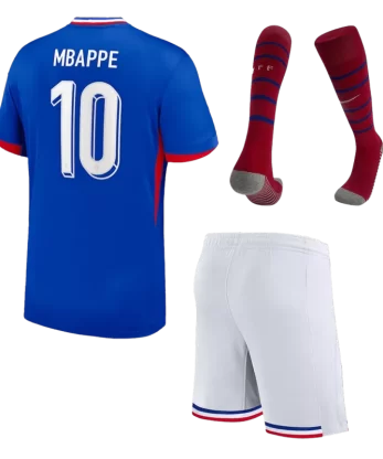 France MBAPPE #10 Home Jersey Kit EURO 2024 Kids(Jersey+Shorts+Socks)