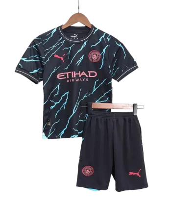 Manchester City Third Away Jersey Kit 2023/24 Kids(Jersey+Shorts)