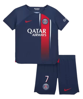 PSG MBAPPÉ #7 Home Jersey Kit 2023/24 Kids(Jersey+Shorts)