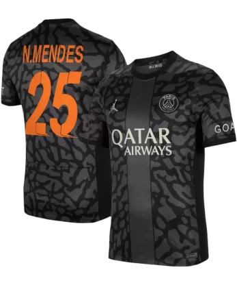 PSG N.MENDES #25 Third Away Jersey 2023/24 - UCL Edition