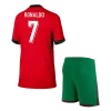 Portugal RONALDO #7 Home Jersey Kit EURO 2024 Kids(Jersey+Shorts)