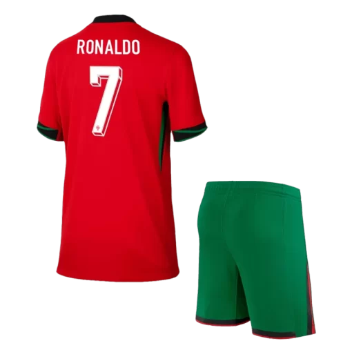 Portugal RONALDO #7 Home Jersey Kit EURO 2024 Kids(Jersey+Shorts)