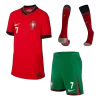 Portugal RONALDO #7 Home Jersey Kit EURO 2024 Kids(Jersey+Shorts+Socks)