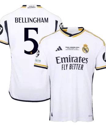 Real Madrid BELLINGHAM #5 Home Jersey Authentic 2023/24 - UCL FINAL