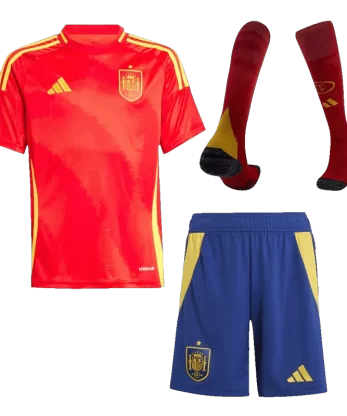 Spain Home Jersey Kit EURO 2024 Kids(Jersey+Shorts+Socks)